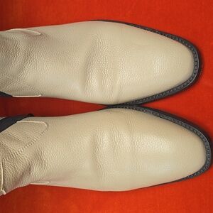 Men Elegant Cream Ankle Boots